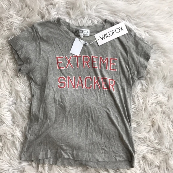 NEW • Wildfox • Extreme Snacker Tee Shirt Gray - Picture 5 of 7